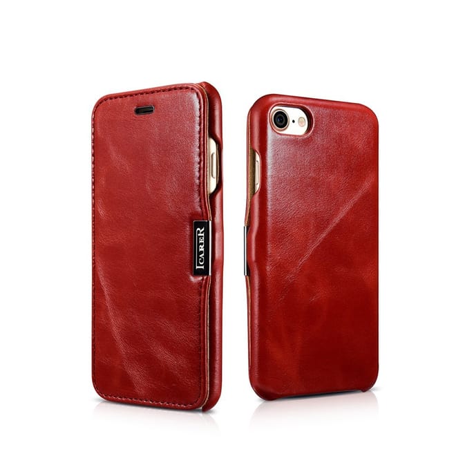 iCarer Vintage Series Side-Open Δερμάτινη Θήκη Apple iPhone SE 2022 / 2020 / 8 / 7 - Red