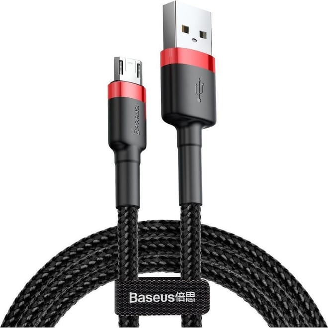 Baseus Καλώδιο Φόρτισης και Μεταφοράς Δεδομένων USB σε MicroUSB 200cm - Red / Black