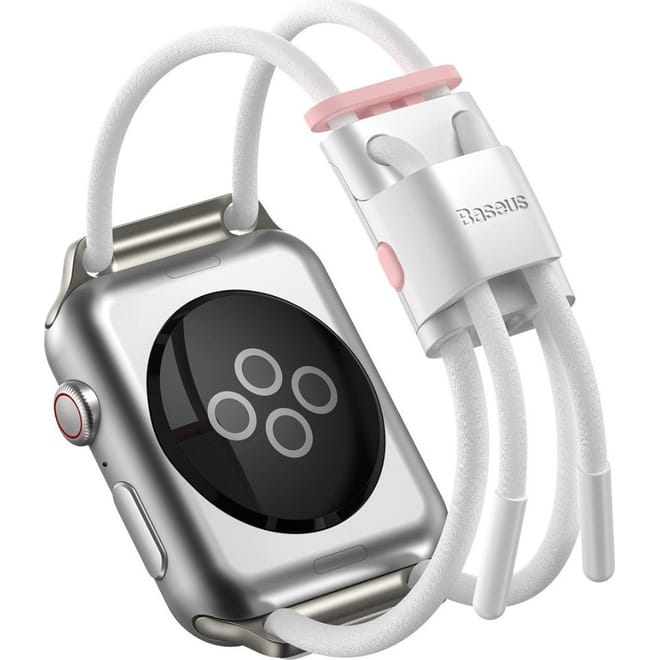 Baseus Let's Go Rope Λουράκι Κορδόνι Apple Watch SE/8/7/6/5/4 (41/40mm) - White / Pink 