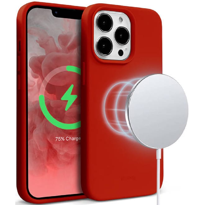 Crong Color Magnetic Θήκη MagSafe Premium Σιλικόνης Apple iPhone 13 Pro Max - Red