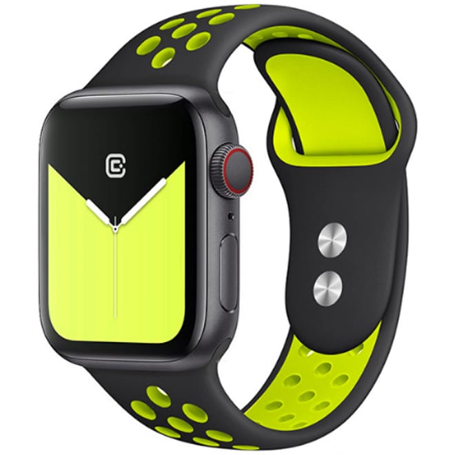 Crong Duo Sport Λουράκι Σιλικόνης Apple Watch SE/9/8/7/6/5/4 (41/40mm) - Black / Yellow