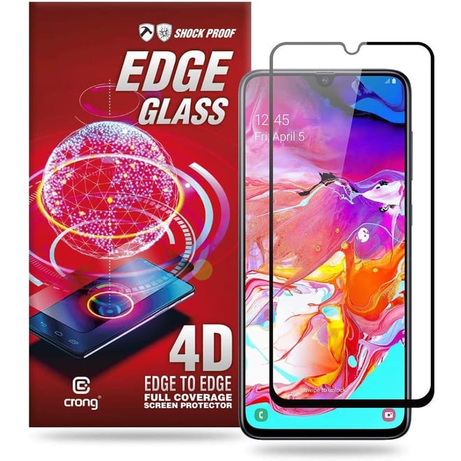Crong Edge Glass Full Glue - Fullface Tempered Glass Αντιχαρακτικό Γυαλί Οθόνης Samsung Galaxy A70 - Black 