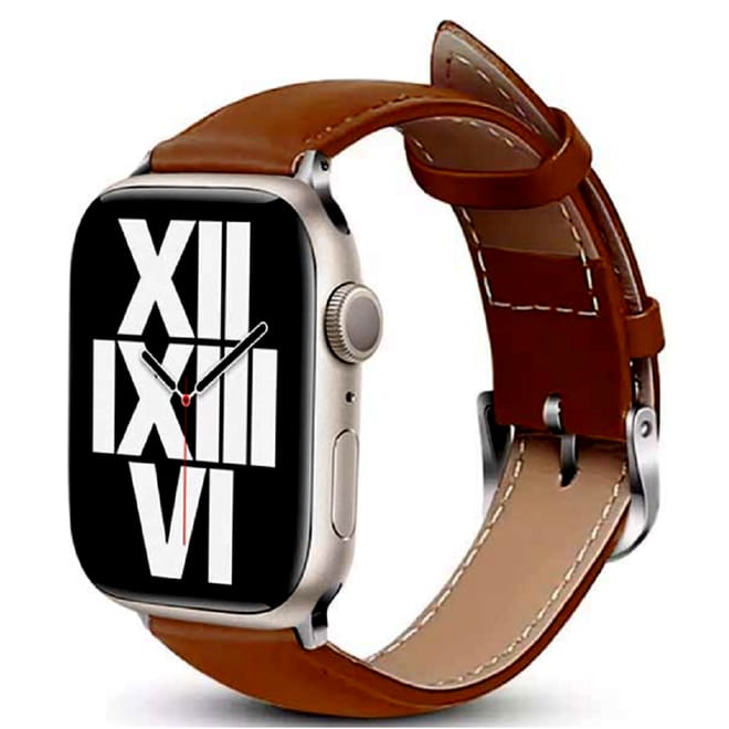 Crong Noble Band - Δερμάτινο Λουράκι Apple Watch Ultra2/Ultra1/SE/9/8/7/6/5/4 (49/45/44mm) - Mokka