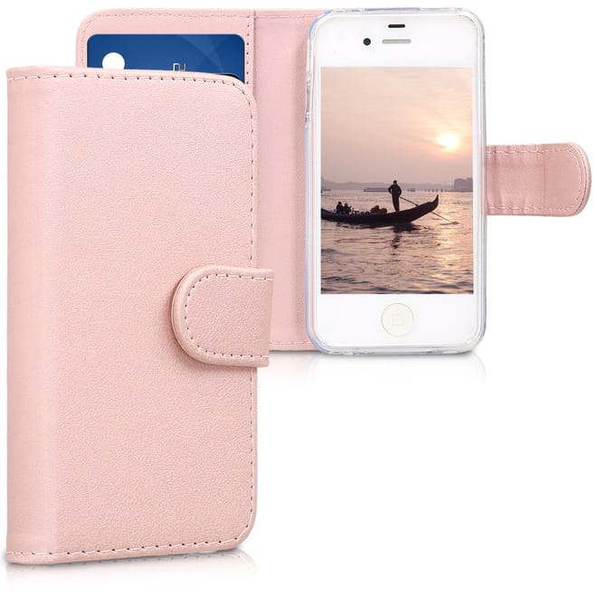 KW Θήκη - Πορτοφόλι Apple iPhone 4 / 4S - Protective Leather Flip Cover - Pink 