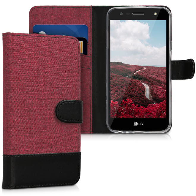 KW Θήκη Πορτοφόλι LG X power 2 - Συνθετικό Δέρμα - Dark Red / Black
