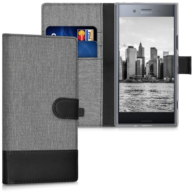 KW Θήκη Πορτοφόλι Sony Xperia XZ Premium - Συνθετικό δέρμα - Grey / Black (41200.01)