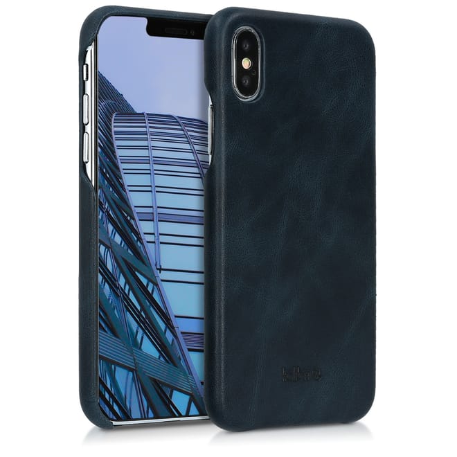Kalibri Σκληρή Δερμάτινη Θήκη iPhone X - Dark Blue