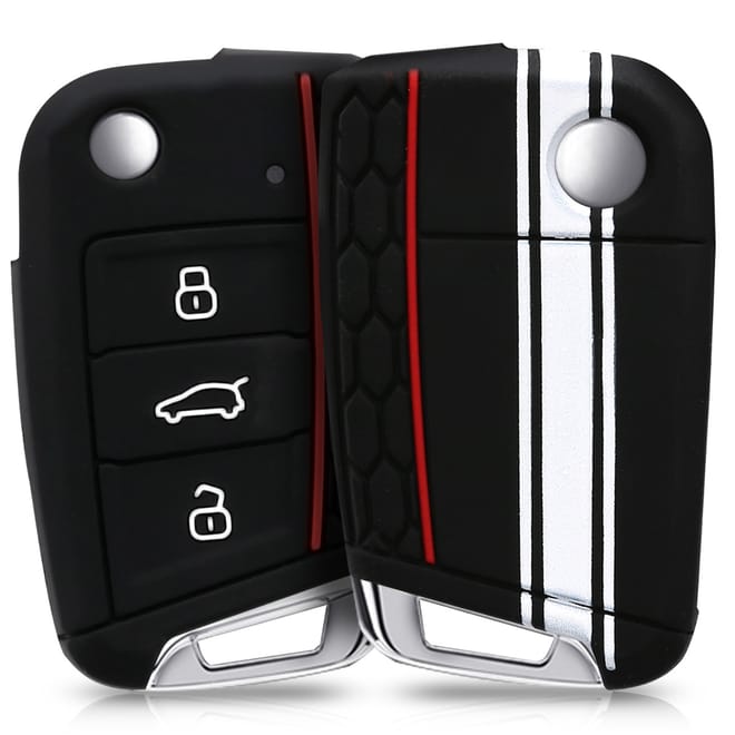 KW Silicone Θήκη Κλειδιού VW Golf 7 (MK7) - 3 Κουμπιά - White / Black