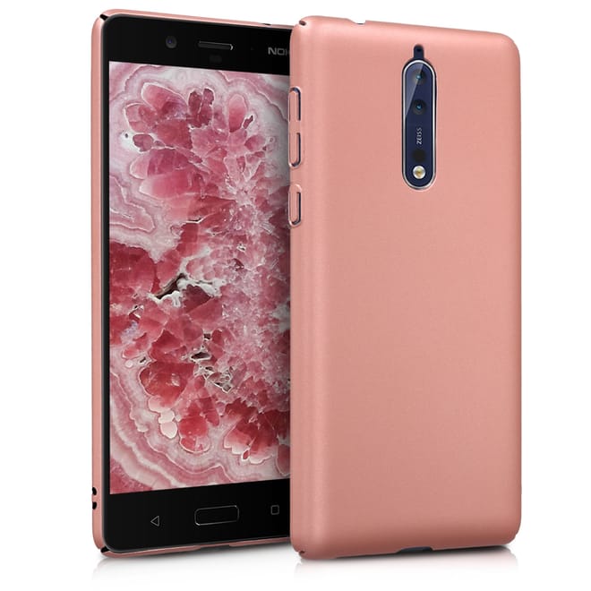 KW Slim Anti-Slip Cover - Σκληρή Θήκη Καουτσούκ Nokia 8 - Μεταλλικό ροζ χαλκινο