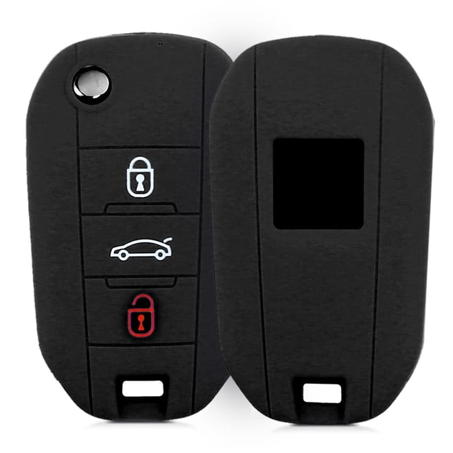 KW Θήκη Κλειδιού Peugeot / Citroen - Σιλικόνη - 3 Κουμπιά - Black