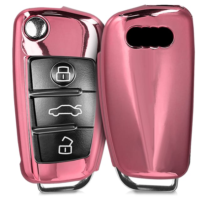 KW Θήκη Κλειδιού Audi - Σιλικόνη - 3 Κουμπιά - Rose Gold High Gloss (44984.93)