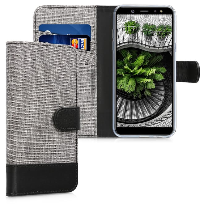 KW Θήκη - Πορτοφόλι Samsung Galaxy A6 (2018) - Συνθετικό Δέρμα - Grey / Black 