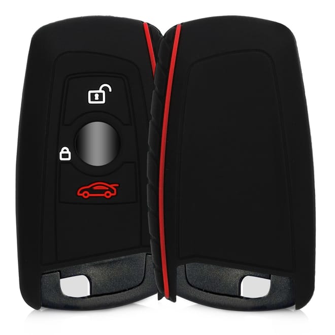 KW Silicone Θήκη Κλειδιού BMW - 3 Κουμπιά - Black / Red