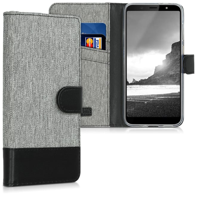 KW Θήκη-Πορτοφόλι HTC U12 Life - Γκρι/Μαύρο