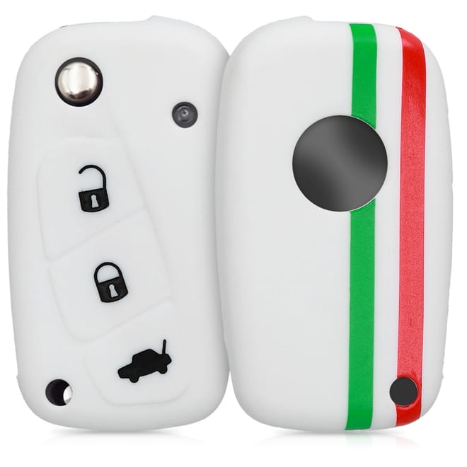 KW Θήκη Κλειδιού Fiat Lancia - Silicone - 3 Κουμπιά - Green / Red / White