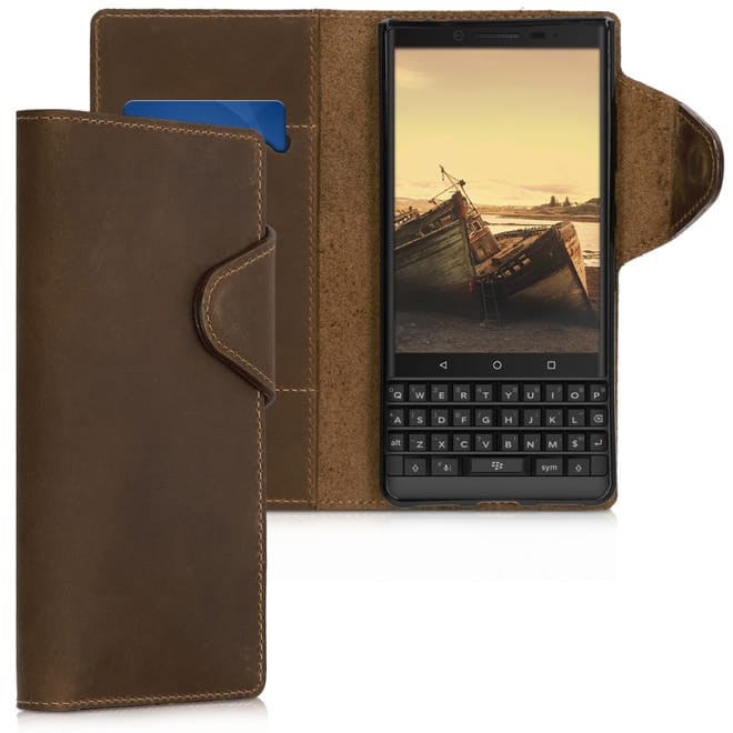 Kalibri Θήκη- Πορτοφόλι Blackberry KEYtwo LE (Key2 LE) - Αυθεντικό δέρμα - Brown