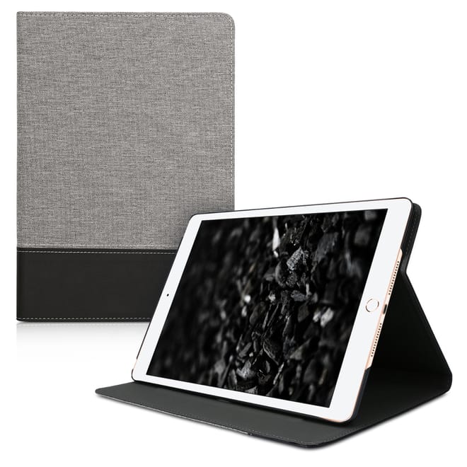 KW Θήκη Flip Apple iPad 10.2" 2021 / 2020 / 2019 - PU Leather Canvas Tablet Cover with Stand - Grey / Black 