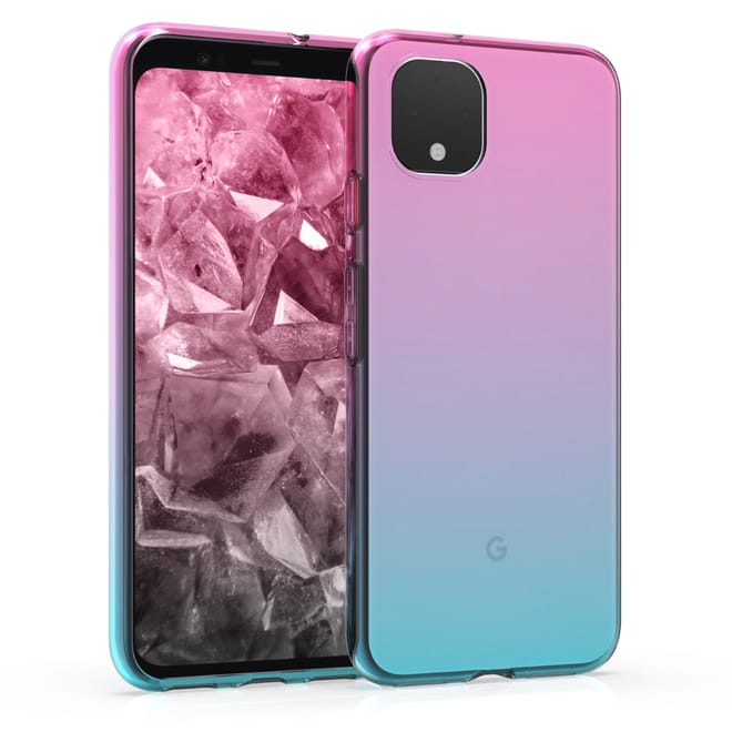 KW Θήκη Σιλικόνης Google Pixel 4 - Dark Pink / Blue / Transparent