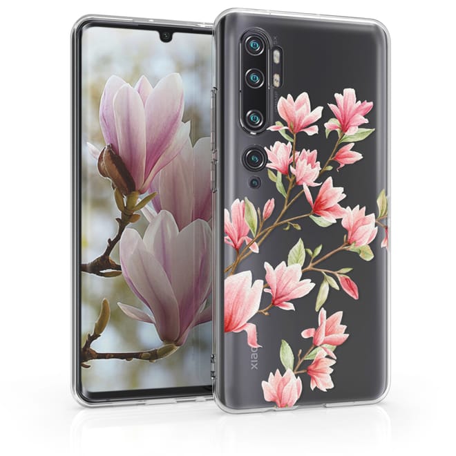 KW Θήκη Σιλικόνης Xiaomi Mi Note 10 / Note 10 Pro - Magnolias - Light Pink / White / Transparent