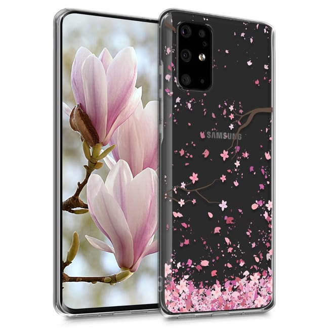 KW Θήκη Σιλικόνης Samsung Galaxy S20 Plus - Cherry Blossoms - Light Pink / Dark Brown / Transparent 