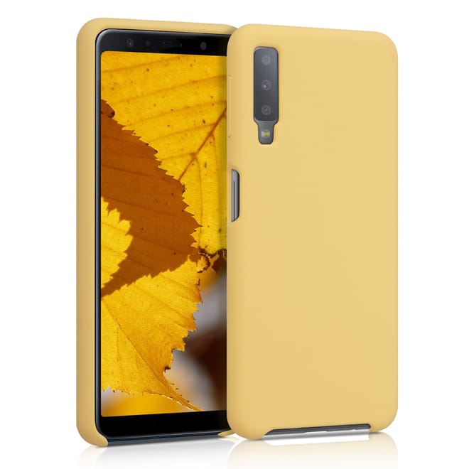 KW Θήκη Σιλικόνης Samsung Galaxy A7 (2018) - Soft Flexible Rubber Protective Cover - Pastel Yellow Matte