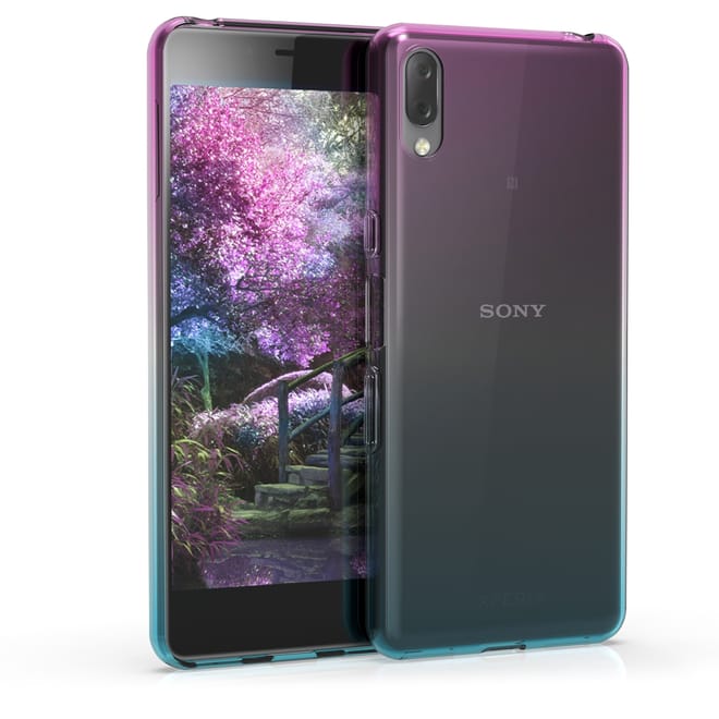KW Θήκη Σιλικόνης TPU Sony Xperia L3 -  Bicolor Design, Dark Pink / Blue / Transparent