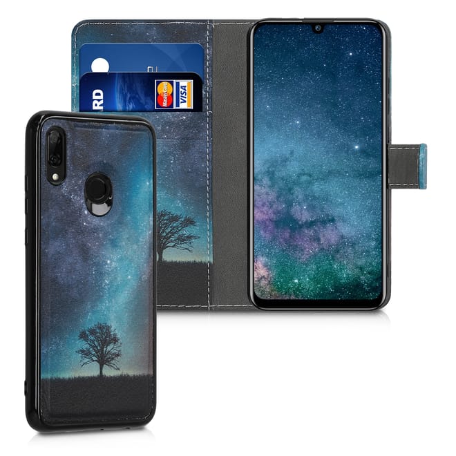 KW Θήκη - Πορτοφόλι Huawei P Smart (2019) - Cosmic Nature, Blue / Grey / Black