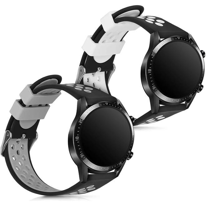 KW Λουράκι Σιλικόνης Huawei Watch GT2 (46mm) - 2 Τεμάχια Black / White Black/ Grey