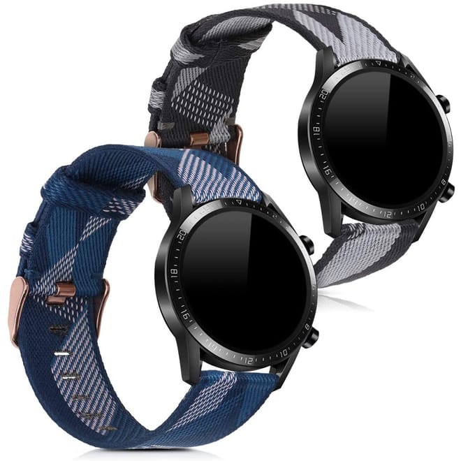 KW Mobile Ανταλλακτικά Nylon Λουράκια Huawei Watch GT2 46mm - Grey / Blue - 2 Τεμάχια