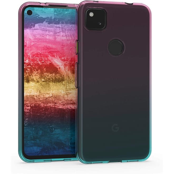 KWmobile Θήκη Σιλικόνης Google Pixel 4a - Bicolor / Dark Pink / Blue / Transparent