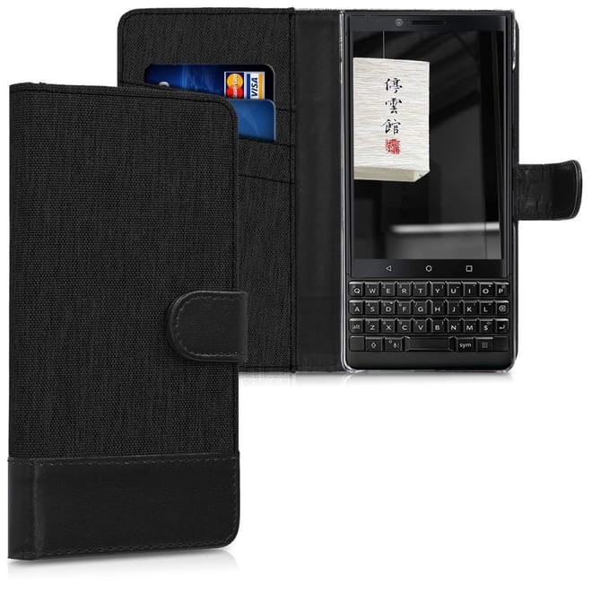 KW Θήκη Πορτοφόλι Blackberry KEY2 - Black Canvas