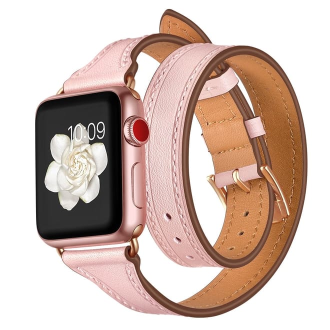 Ανταλλακτικό Λουράκι Longcharm Apple Watch 4/3/2/1 (38/40mm) - Pink / Gold (44715) - OEM