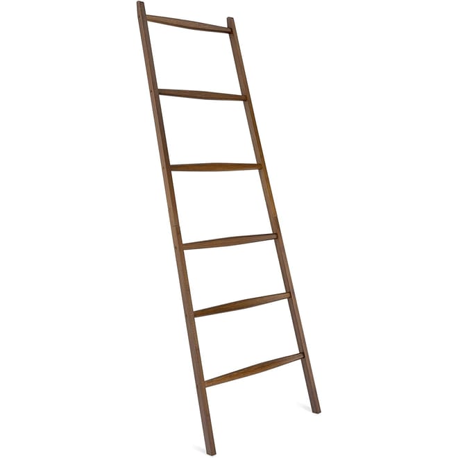 Navaris Bamboo Towel Ladder - Σκάλα Μπάνιου / Κρεμάστρα Ρούχων / Βάση Στήριξης για Πετσέτες από Μπαμπού - 6 Θέσεων - Dark Brown