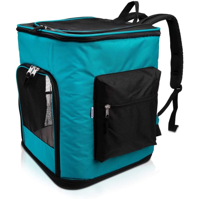 Navaris Pet Carrier Backpack - Αναδιπλούμενο Σακίδιο Μεταφοράς για Κατοικίδια Ζώα - 40 x 33 x 40 cm - Turquoise