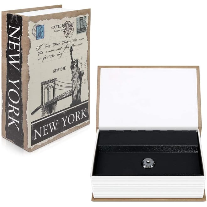 Navaris Fake Book Safe with Lock - Βιβλίο Χρηματοκιβώτιο / Κρύπτη με Κλειδαριά - 18.5 x 11.5 x 5.2 cm - Design New York