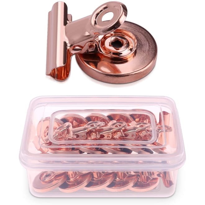 Navaris Fridge Magnet Clip Holders - Μαγνητάκια Ψυγείου με Κλιπ - 15 Τεμάχια - Rose Gold