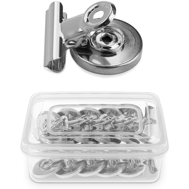 Navaris Fridge Magnet Clip Holders - Μαγνητάκια Ψυγείου με Κλιπ - 15 Τεμάχια - Silver