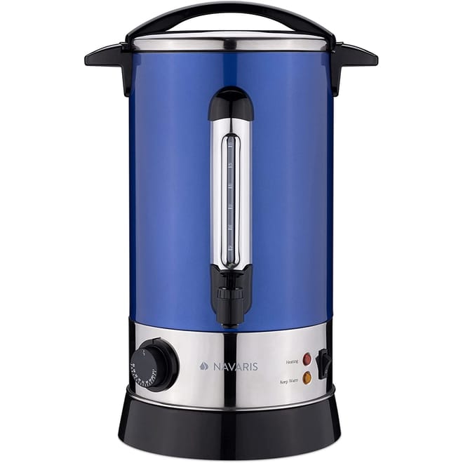 Navaris Mulled Wine Cooker Hot Water Dispenser - Βραστήρας Ζεστών Ροφημάτων / Κρασιού από Ανοξείδωτο Ατσάλι - 10L - 1650W - Blue