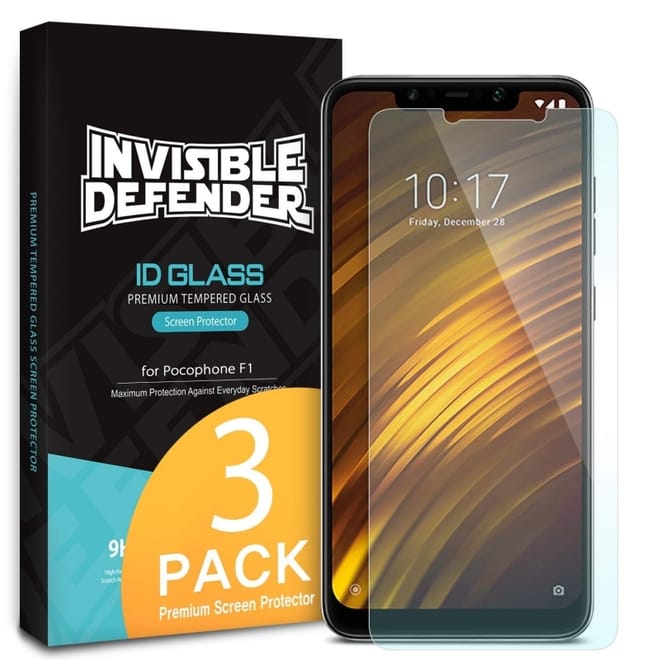 Ringke Invisible Defender ID Glass - Premium Αντιχαρακτικό Γυαλί Οθόνης Xiaomi Pocophone F1 - 3τμχ