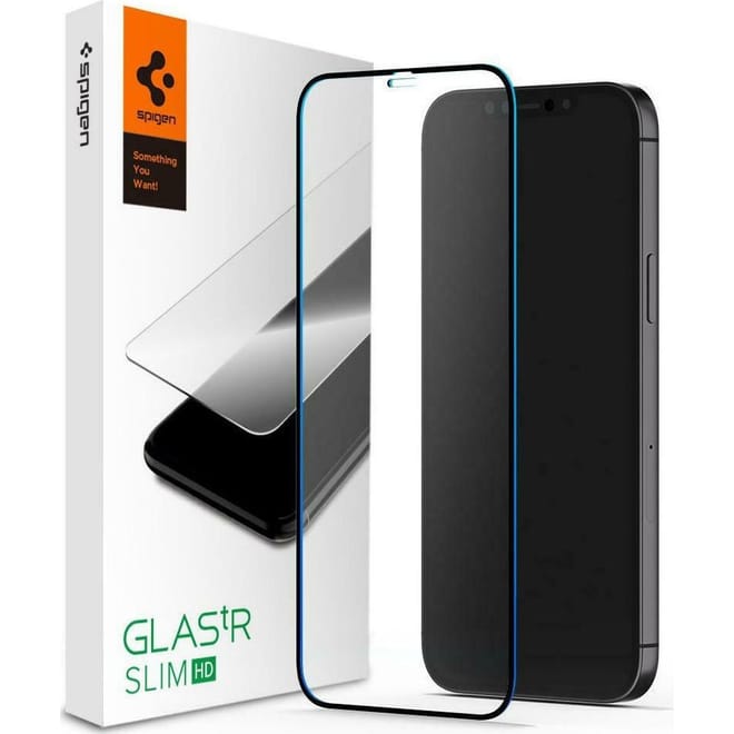 Spigen Tempered Glass GLAS.tR Slim HD - Fullface Αντιχαρακτικό Γυαλί Οθόνης Apple iPhone 12 mini - Black 