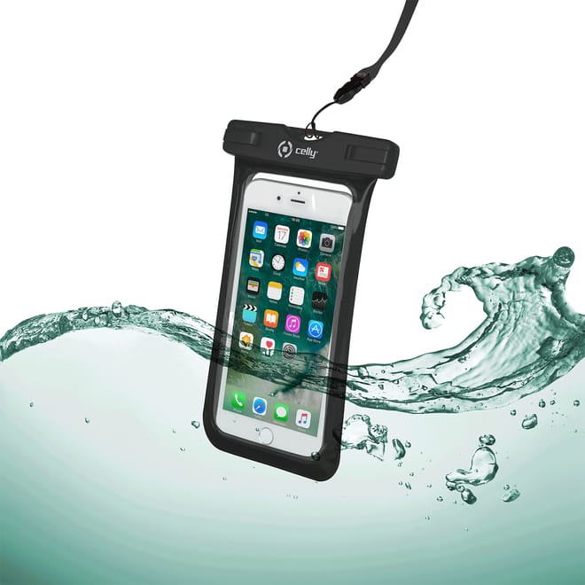 Celly Universal Αδιάβροχη Θήκη Πουγκί για Smartphones έως 6.2'' - IPX8 - Black 