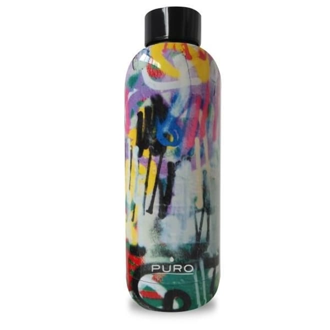 Puro Hot Cold Graffti Bottle 500ml - Black (WB500STREETDW1BLK)