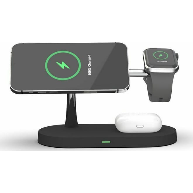 Tech-Protect A12 3 in 1 Wireless Charging Station - Βάση Ασύρματης Φόρτισης MagSafe για iPhone 14 / 13 / 12 / Airpods / Apple Watch - 15W - Black