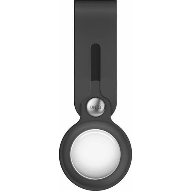 Uniq Vencer Loop - Σετ Θήκη / Μπρελόκ Premium Σιλικόνης και Μεμβράνη Προστασίας Apple AirTag - Charcoal Dark Grey