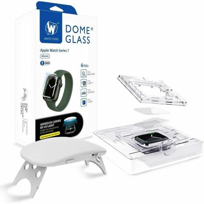 Whitestone Dome Glass Installation Kit - Σετ Σύστημα Προστασίας Οθόνης και Θήκη - Apple Watch 9 / 8 / 7 45mm - 2 Τεμάχια