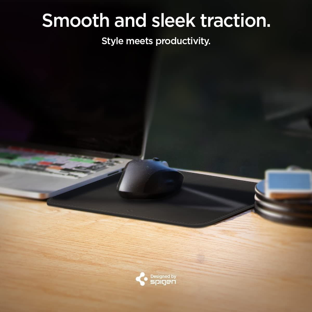 Spigen LD301 Velo Premium Vegan Leather Mouse Pad Black