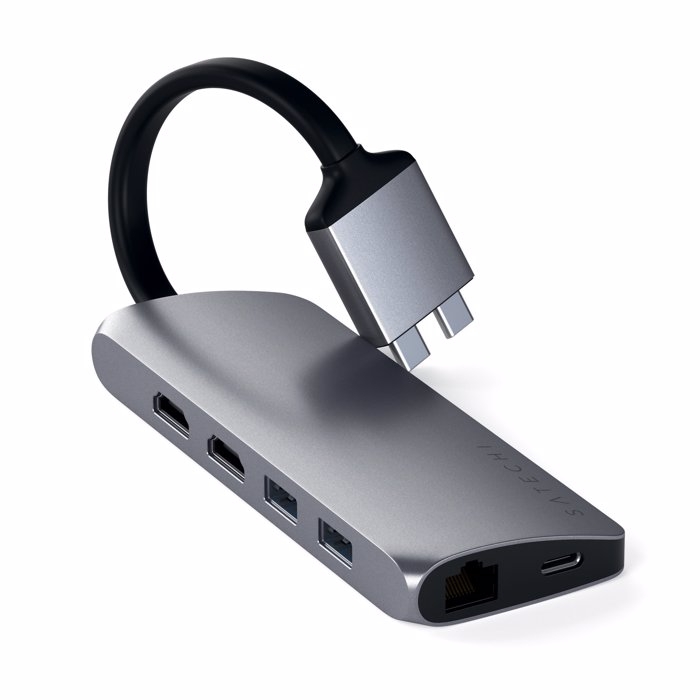 Satechi Type-C Dual Multimedia Adapter Hub - Mε 1x Ethernet / 1x USB Type-C / 2x USB 3.0 / 2x HDMI / 1x Micro SD / SD - Space Grey 