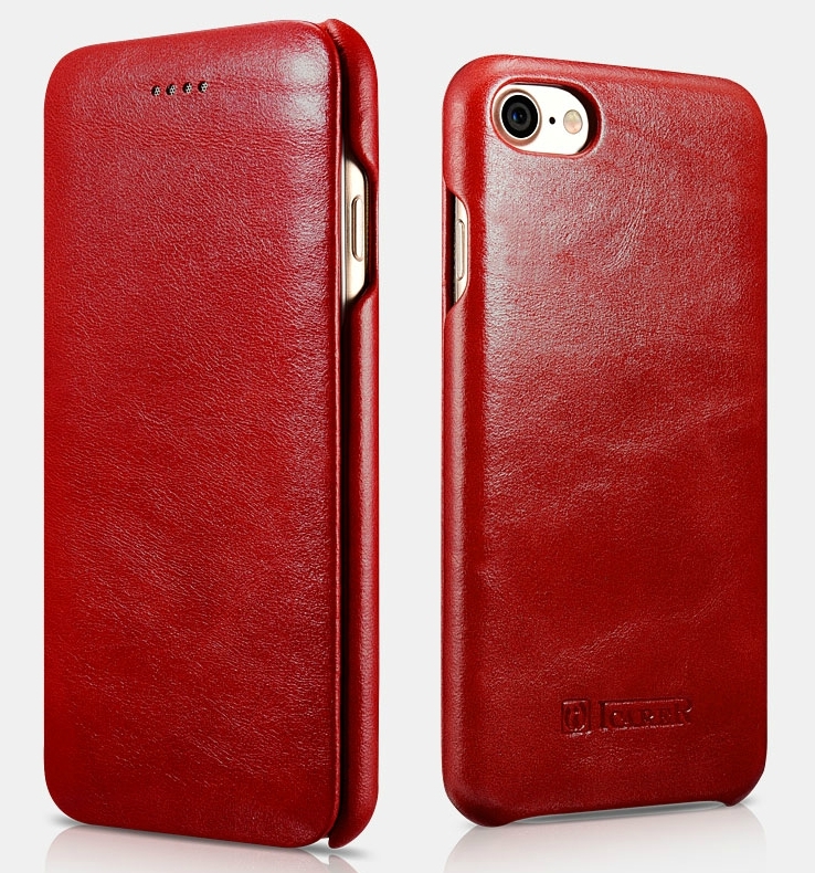 iCarer Vintage Series Curved Edge - Δερμάτινη Θήκη Apple iPhone SE 2022 / 2020 / 8 / 7 - Red