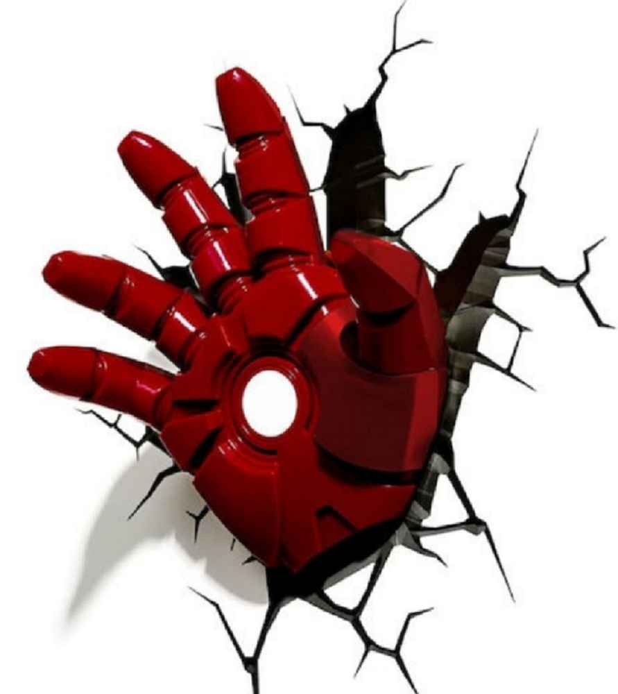 3DLightFX Marvel Avengers Iron Man Hand 3D Deco Light - 3D LED Παιδικό Φωτιστικό Τοίχου με Αυτοκόλλητο Ρωγμών