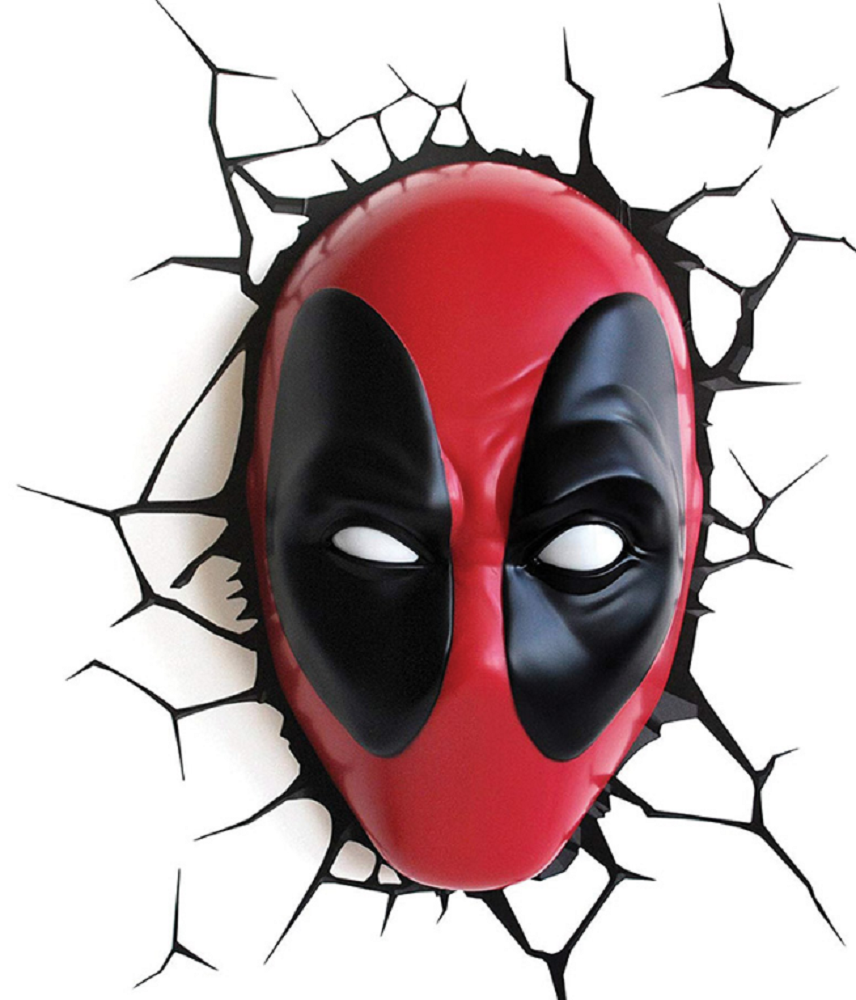 3DLightFX Marvel Deadpool Mask 3D Deco Light - 3D LED Παιδικό Φωτιστικό Τοίχου με Αυτοκόλλητο Ρωγμών 
